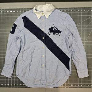 Polo Ralph Lauren Shirt Boys Medium Button Up Big Pony 3 Preppy Academia Classic
